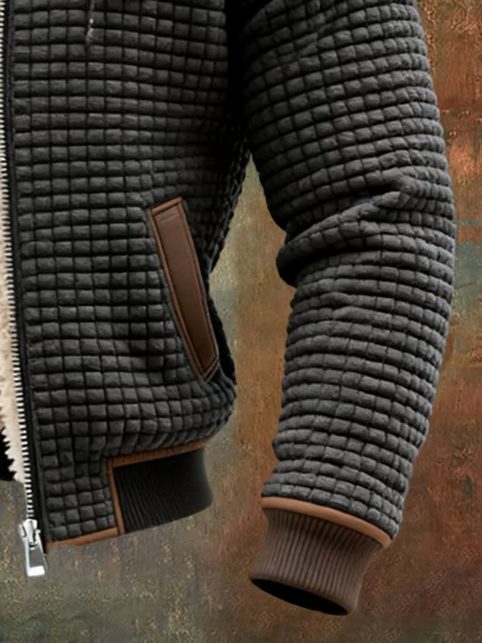 Blouson gaufré chaud à capuche zippé pour homme