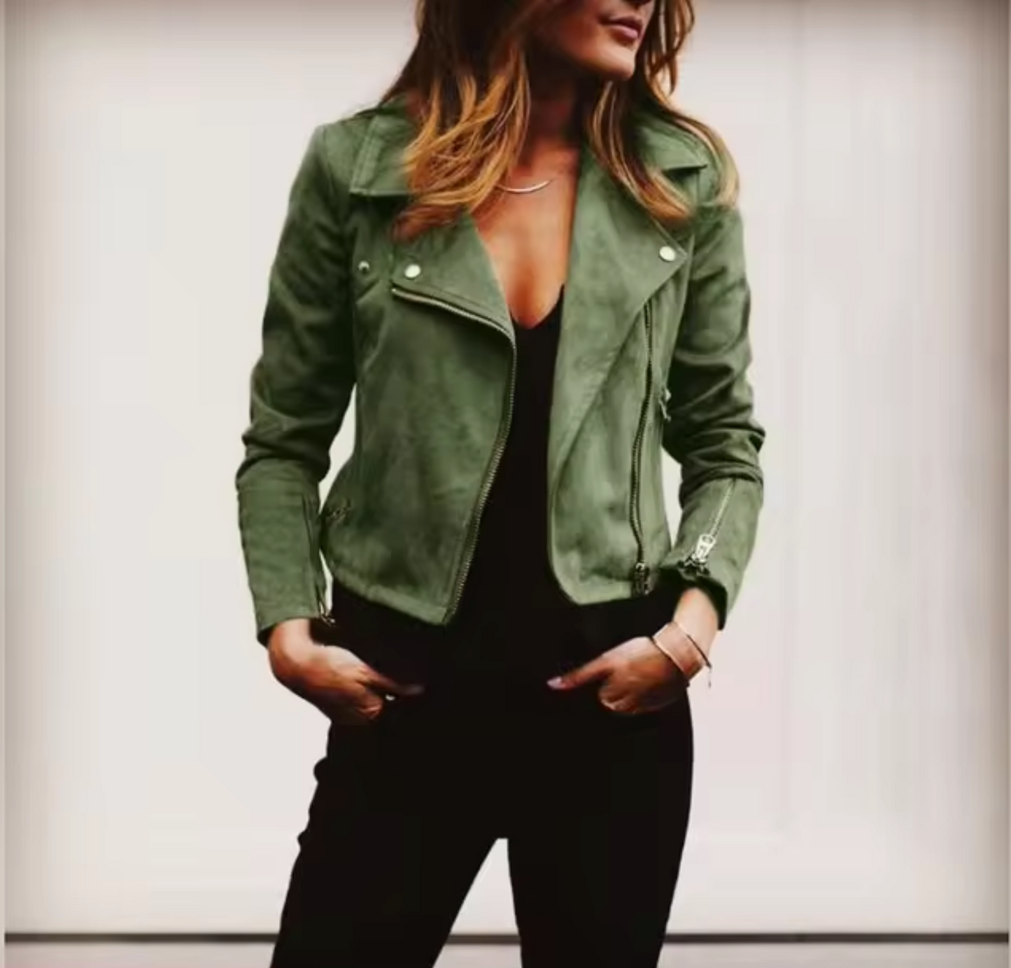 Blouson motard court femme