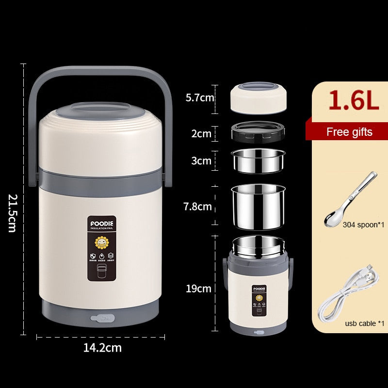 Boîte-repas chauffante USB | acier inoxydable 304, chauffe-repas portable