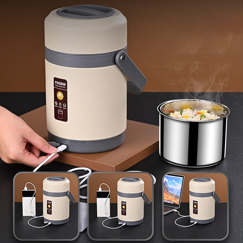 Boîte-repas chauffante USB | acier inoxydable 304, chauffe-repas portable