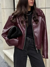 Bomber zippé à coupe décontractée pour femme