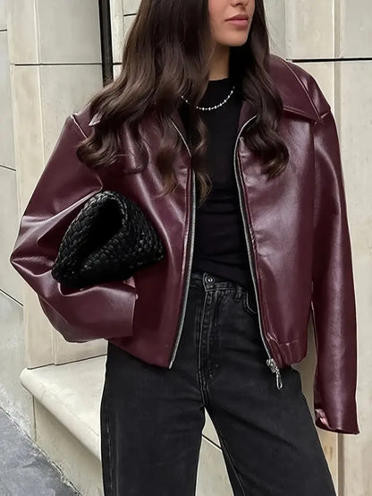 Bomber zippé à coupe décontractée pour femme