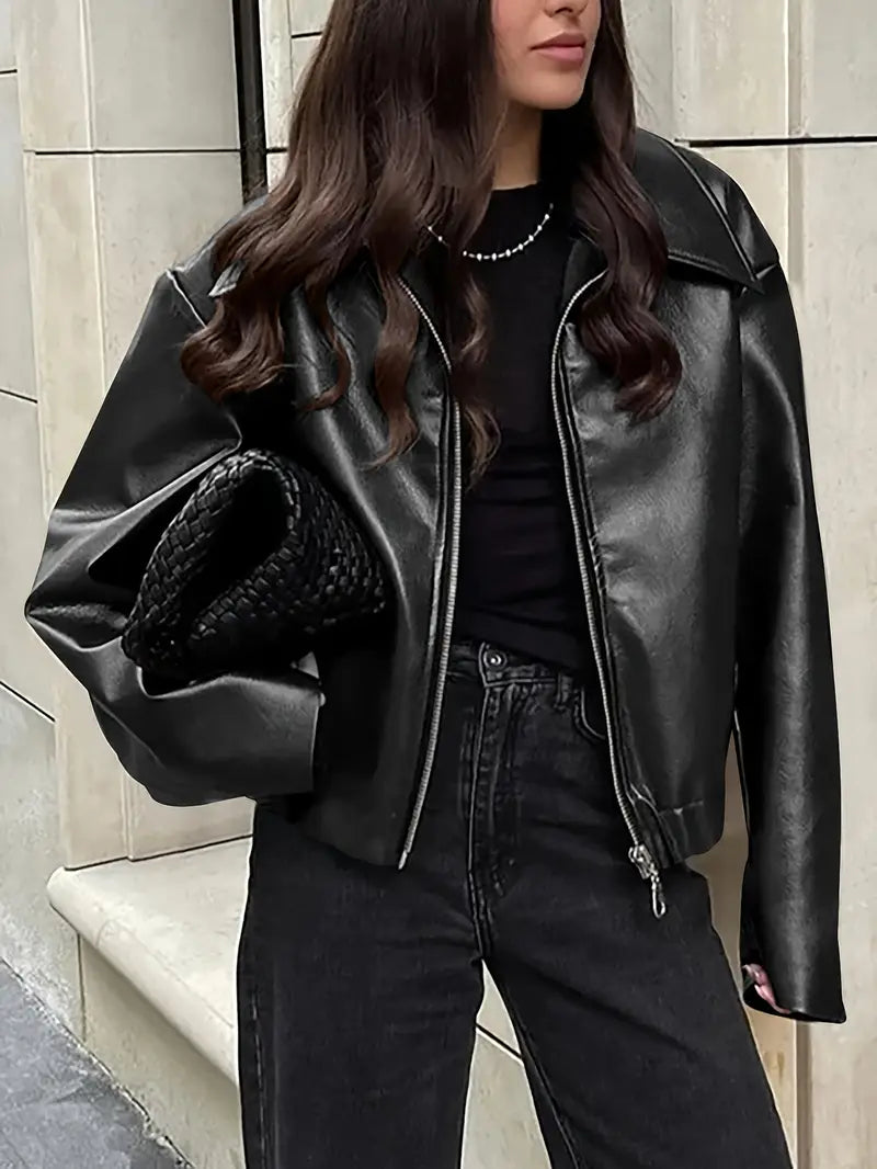 Bomber zippé à coupe décontractée pour femme