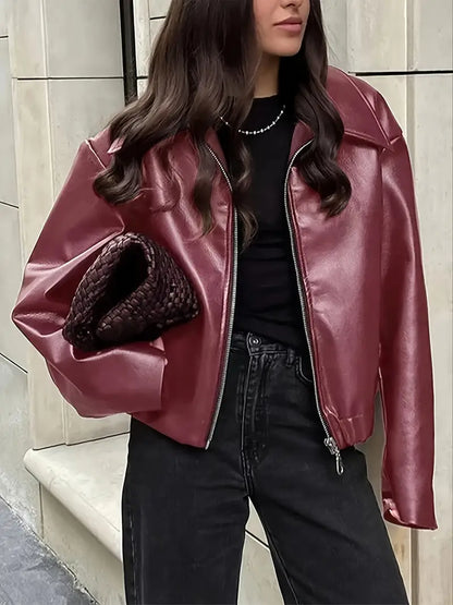 Bomber zippé à coupe décontractée pour femme