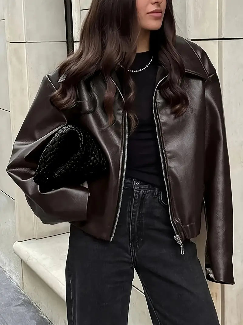 Bomber zippé à coupe décontractée pour femme