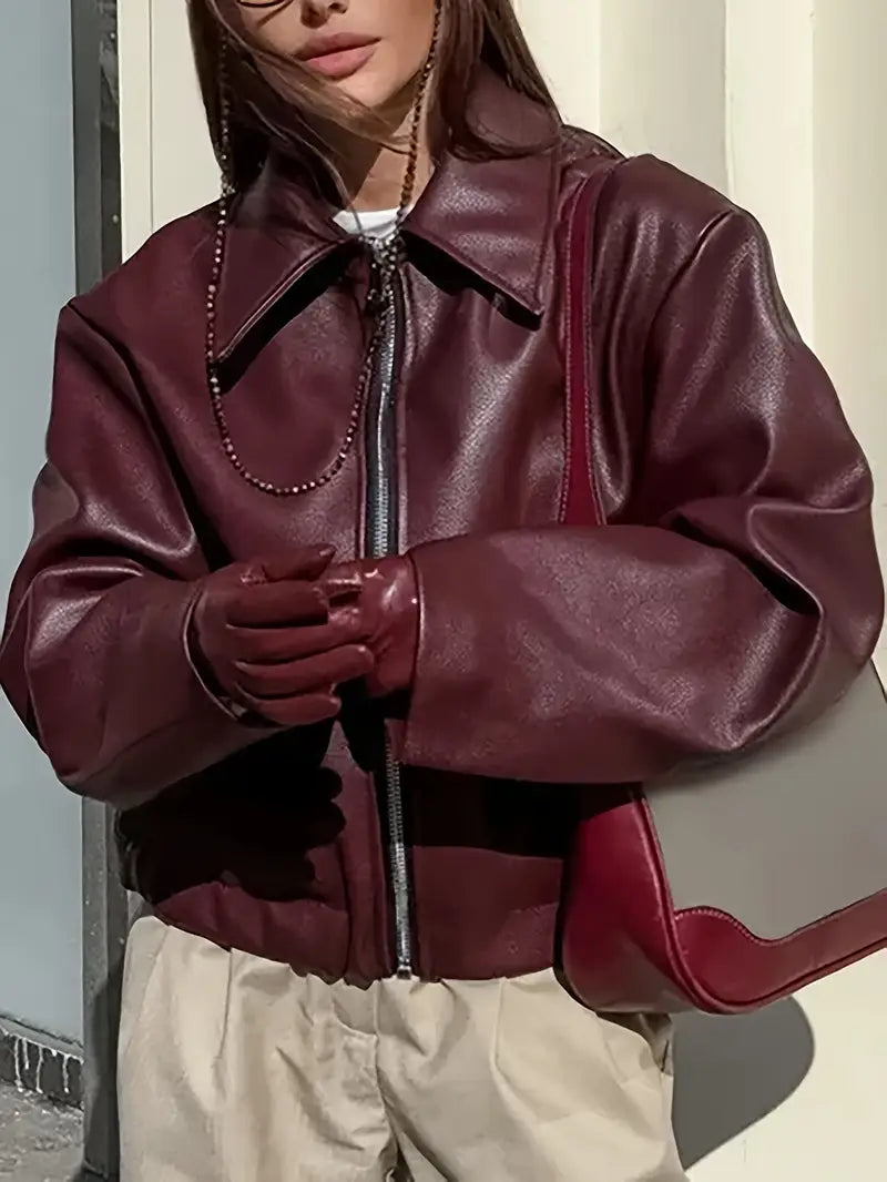 Bomber zippé à coupe décontractée pour femme