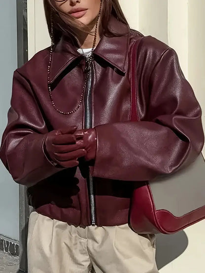 Bomber zippé à coupe décontractée pour femme