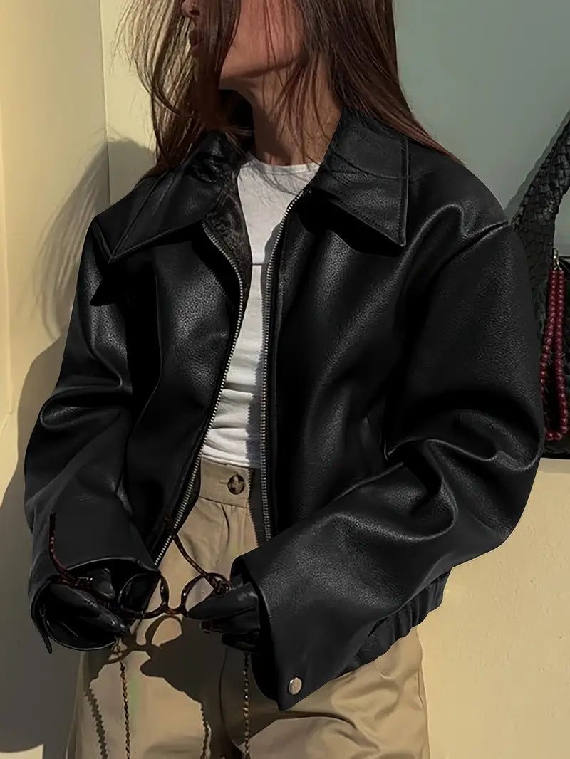 Bomber zippé à coupe décontractée pour femme