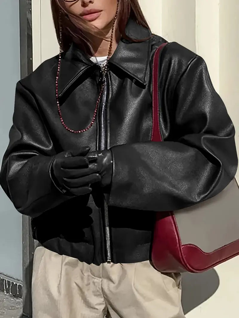 Bomber zippé à coupe décontractée pour femme