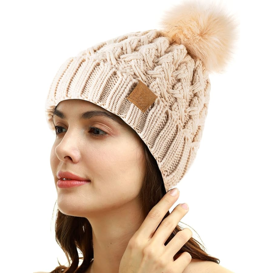 Bonnet d'hiver à pompon confortable