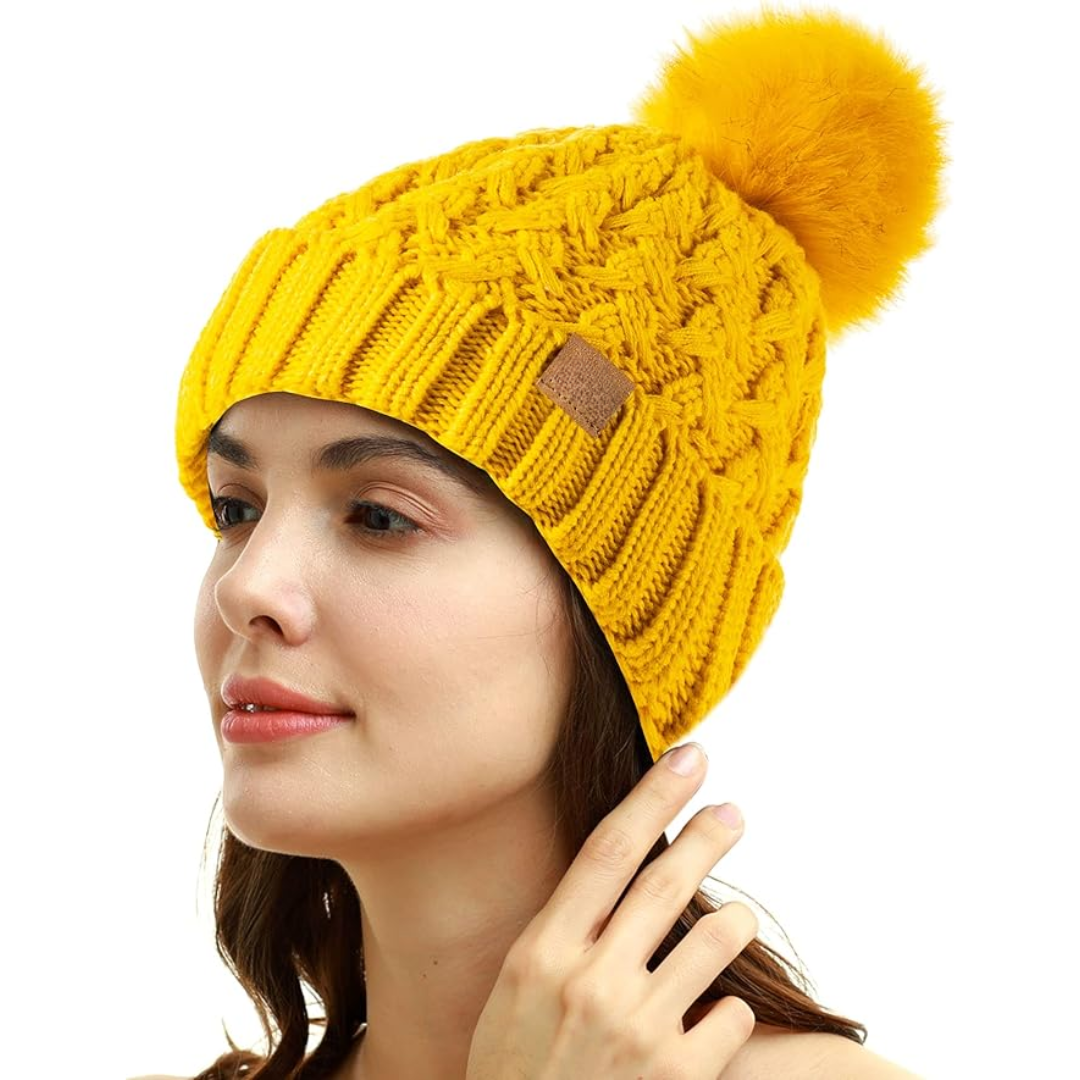 Bonnet d'hiver à pompon confortable