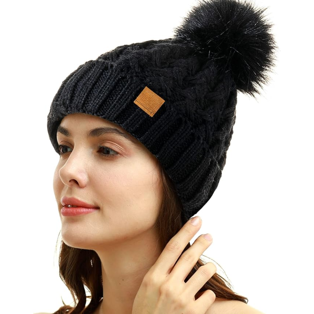 Bonnet d'hiver à pompon confortable