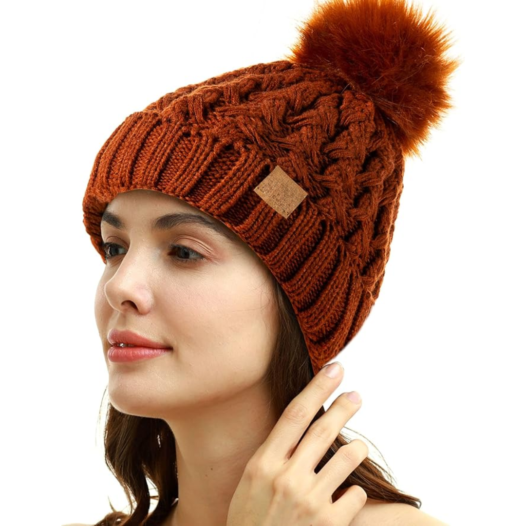 Bonnet d'hiver à pompon confortable