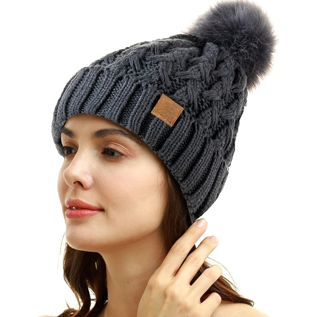 Bonnet d'hiver à pompon confortable