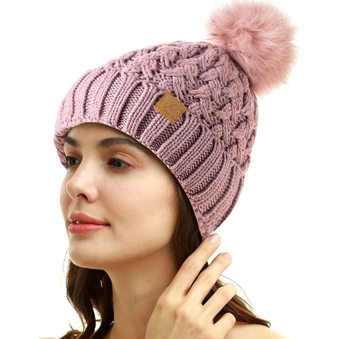 Bonnet d'hiver à pompon confortable
