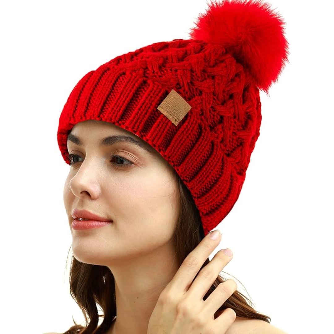 Bonnet d'hiver à pompon confortable