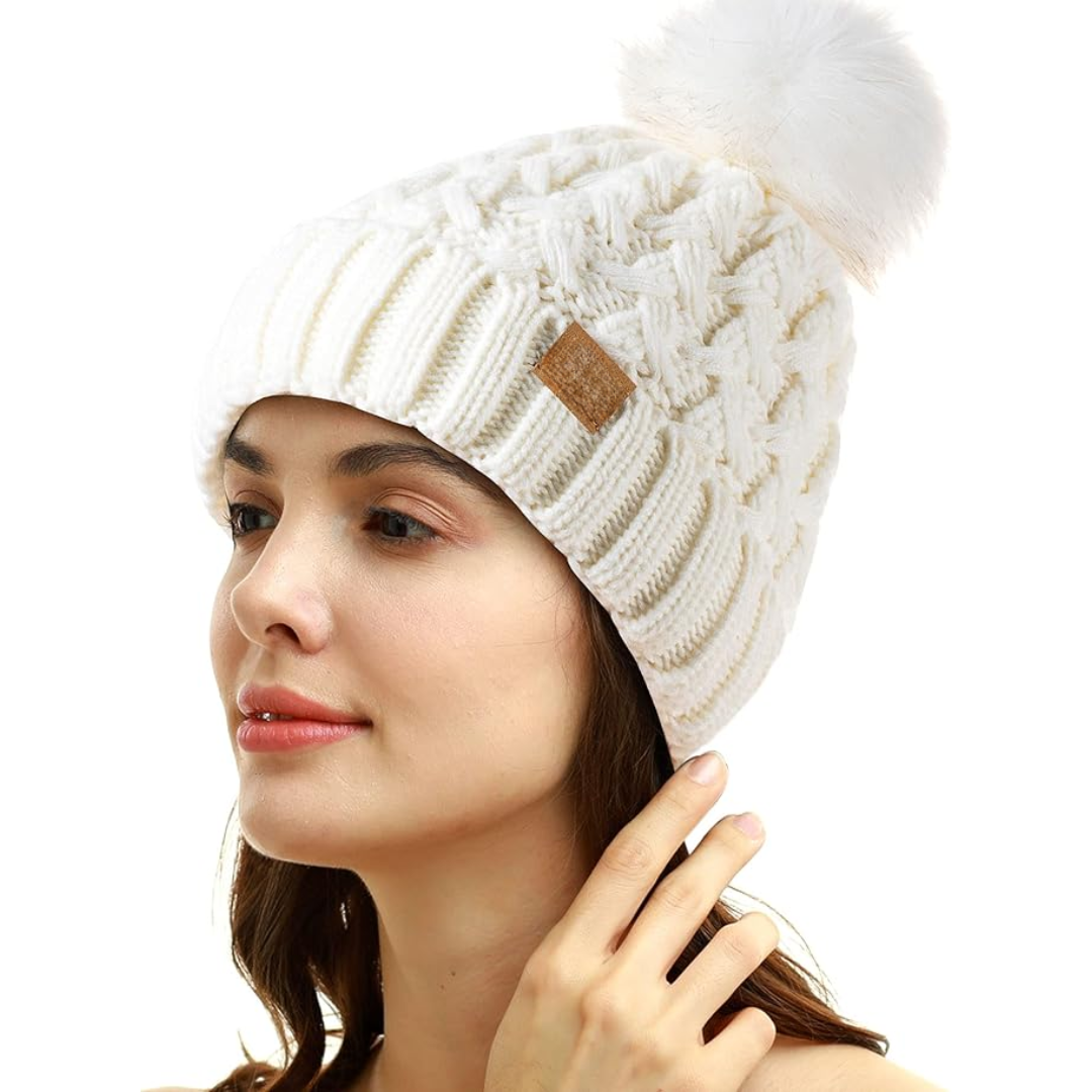 Bonnet d'hiver à pompon confortable