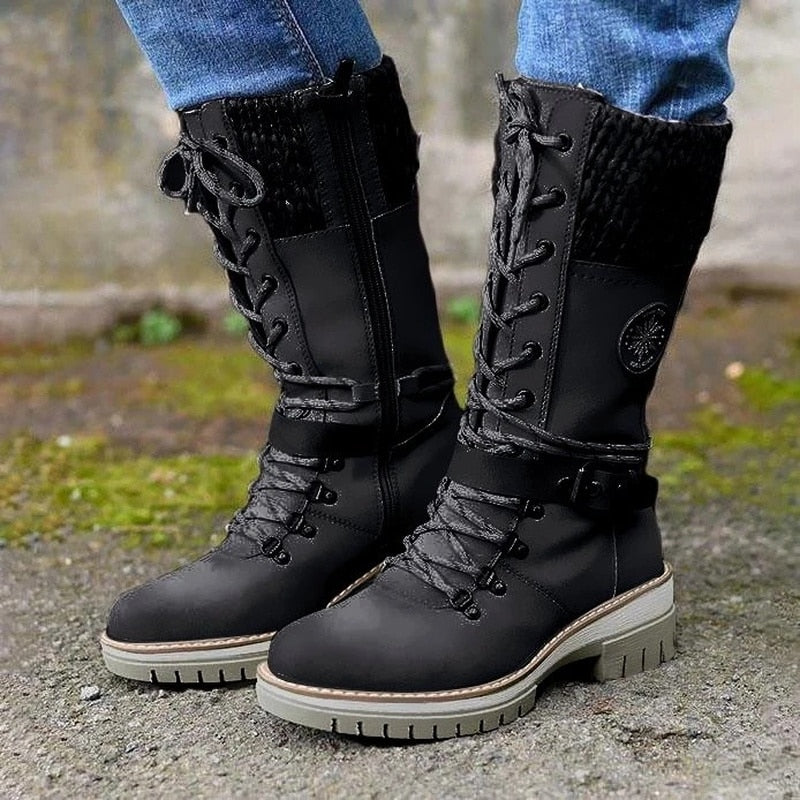 Bottes à lacets jusqu’au genou femme