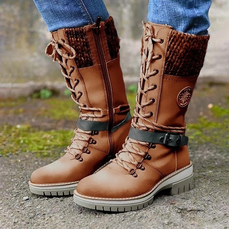Bottes à lacets jusqu’au genou femme