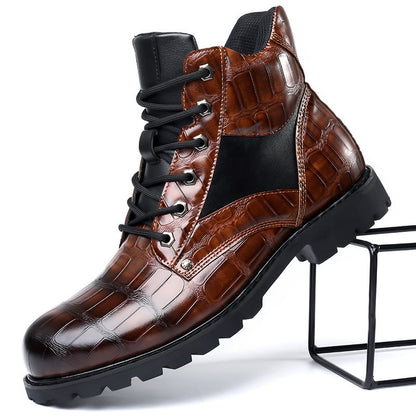 Bottes à lacets pour homme effet alligator