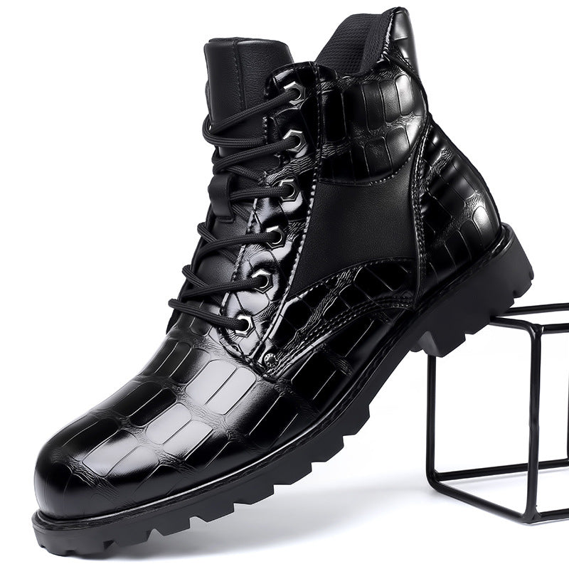 Bottes à lacets pour homme effet alligator