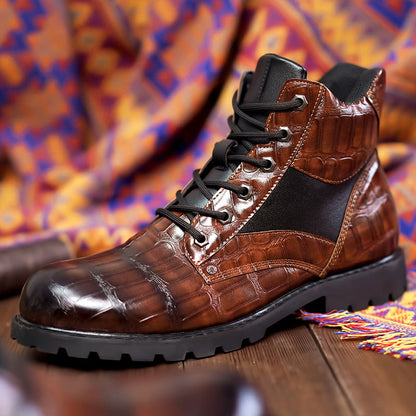 Bottes à lacets pour homme effet alligator