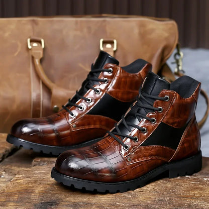 Bottes à lacets pour homme effet alligator