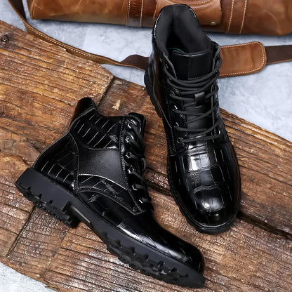 Bottes à lacets pour homme effet alligator