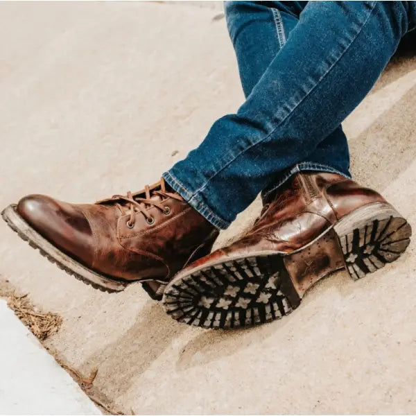 Bottes à lacets pour homme, style vintage robuste