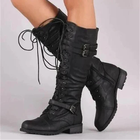 Bottes à lacets rétro jusqu’au genou pour femme