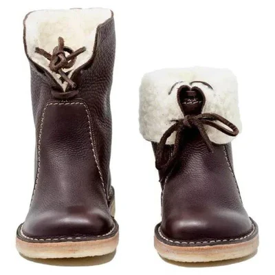 Bottes d’hiver en cuir imperméables doublées de laine pour homme