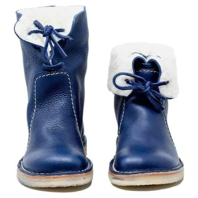 Bottes d’hiver en cuir imperméables doublées de laine pour homme