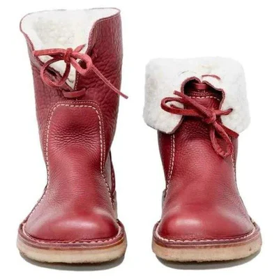 Bottes d’hiver en cuir imperméables doublées de laine pour homme