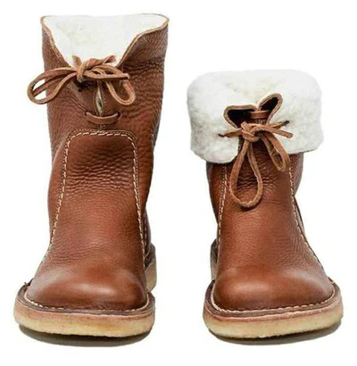Bottes d’hiver en cuir imperméables doublées de laine pour homme