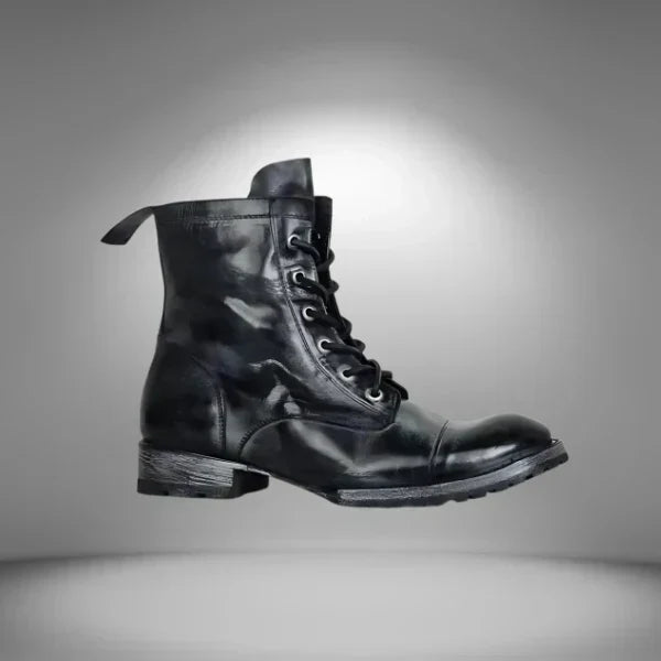 Bottes en cuir à lacets à bout droit pour femme