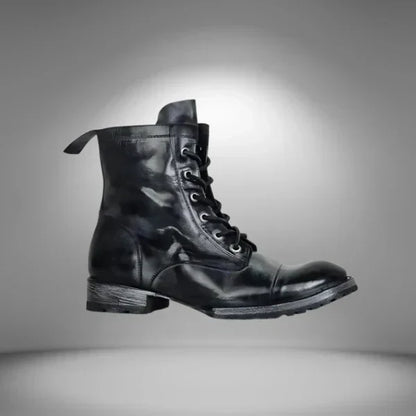 Bottes en cuir à lacets à bout droit pour femme