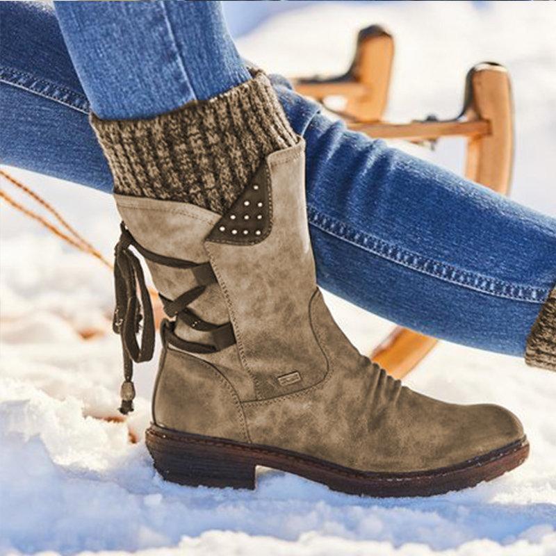Bottes femme à lacets à tige plissée