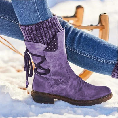 Bottes femme à lacets à tige plissée