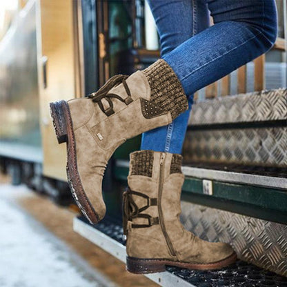 Bottes femme à lacets à tige plissée