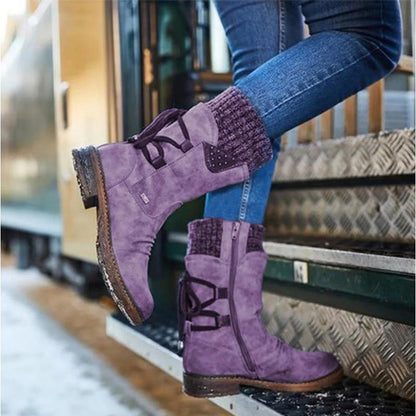 Bottes femme à lacets à tige plissée