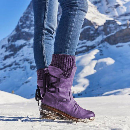 Bottes femme à lacets à tige plissée