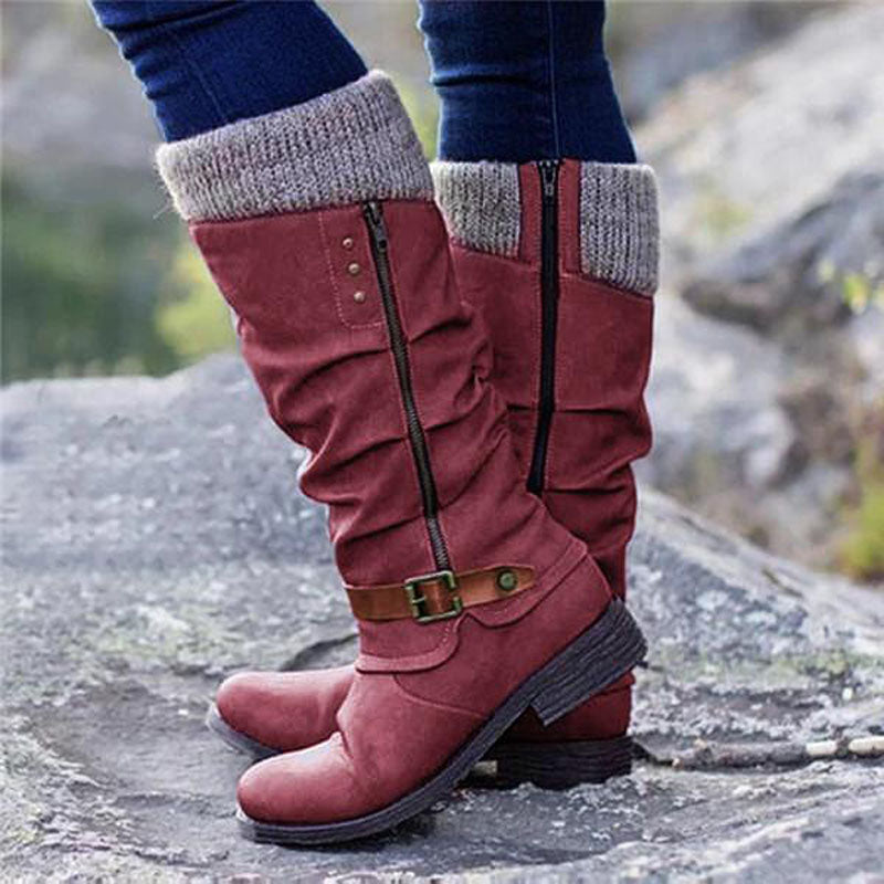 Bottes femme hauteur genou plissées