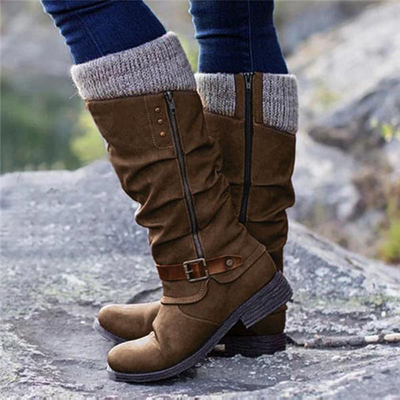 Bottes femme hauteur genou plissées