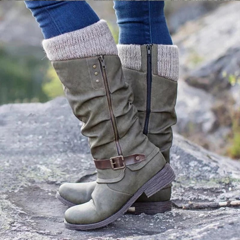 Bottes femme hauteur genou plissées