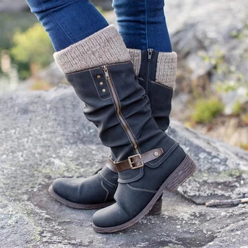 Bottes femme hauteur genou plissées