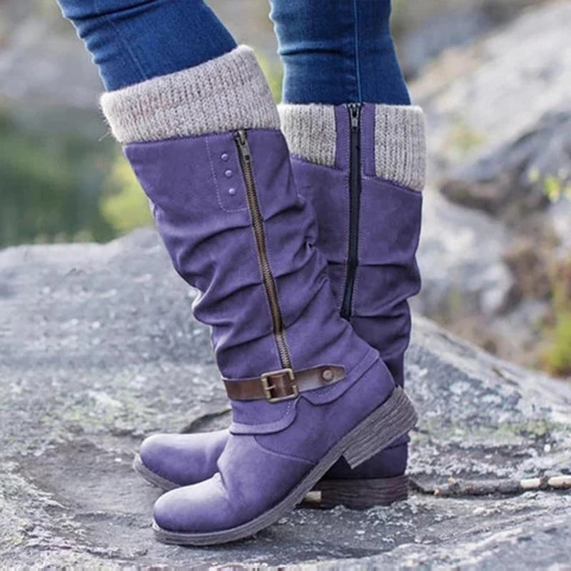 Bottes femme hauteur genou plissées