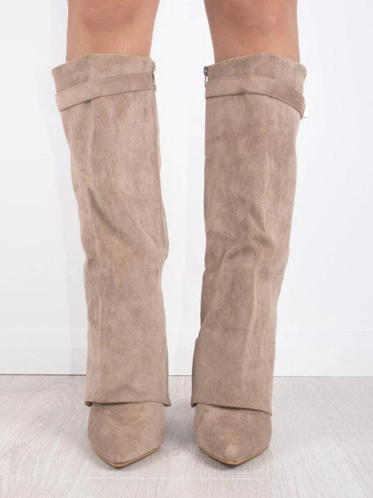 Bottes femme noires jusqu’au genou avec détails dorés