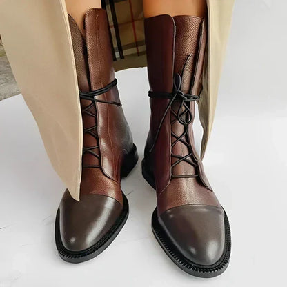 Bottes mi-mollet à lacets pour un confort élégant