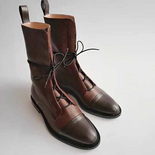 Bottes mi-mollet à lacets pour un confort élégant