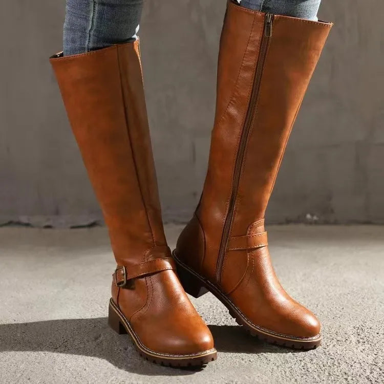 Bottes orthopédiques en cuir à boucle pour femme
